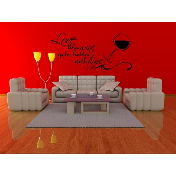 WINE IMPROVES WITH AGE I IMPROVE WITH WINE Wall Art Sticker Decal fun Mural WINE IMPROVES WITH AGE I IMPROVE WITH WINE Wall Art Sticker Decal fun Mural